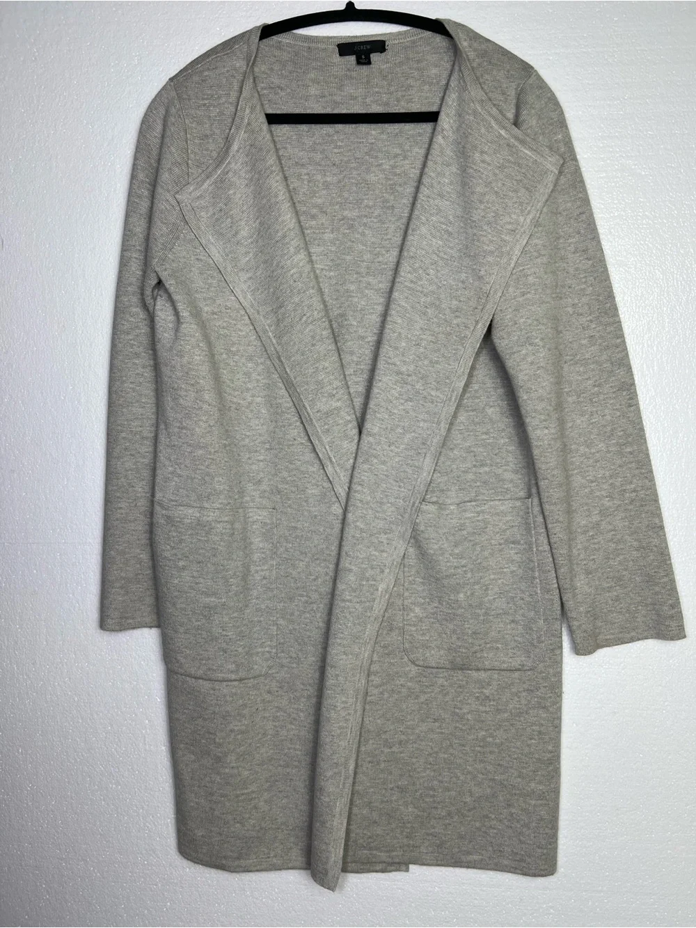 J. CREW Juliette Collarless Sweater Blazer Open Front Pockets Gray size S